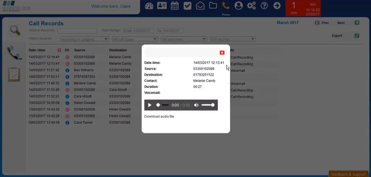 LISTEN TO YOUR PRIOR PHONE CALLS